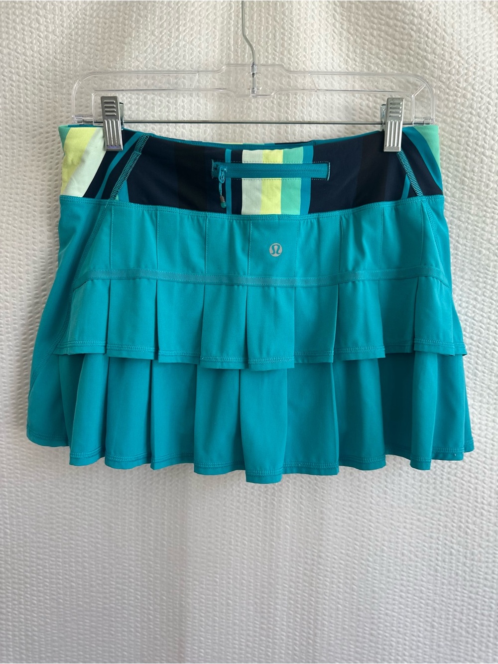 LULULEMON Run Pace Setter Skirt Size 6 Bali Breeze Teal Blue Pleated Skort Rare